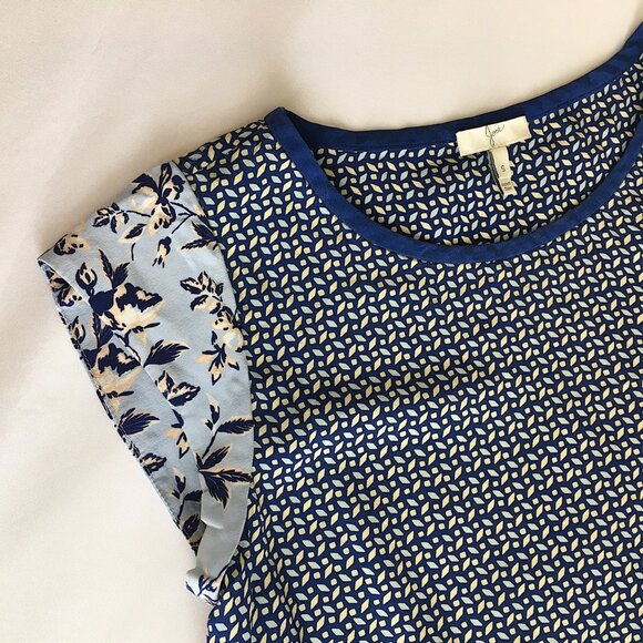 Joie Silk Floral Patterned Colorblock Shift Blouse - Picture 3 of 9